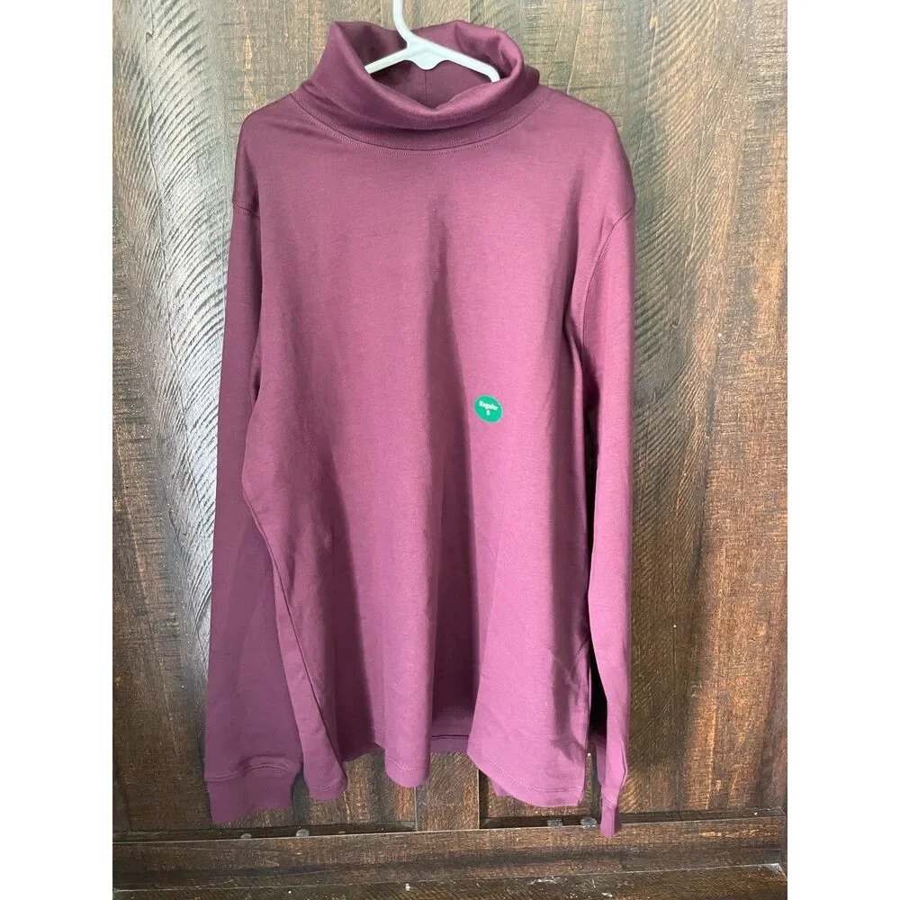 L.L.Bean Pima Cotton Turtleneck Top NWT | Plum Berry Long Sleeve | Small - Picture 2 of 6